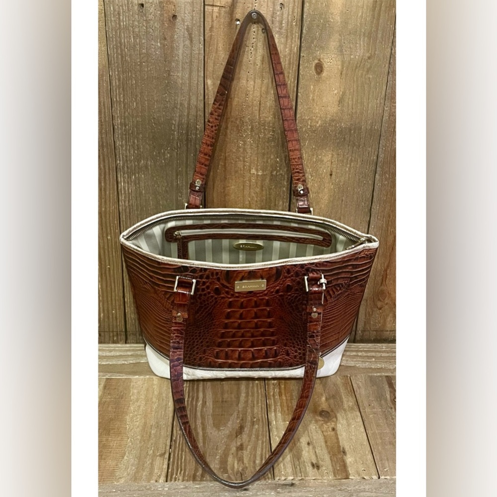 Brahmin. 4 Piece: Asher Croc Embossed Tote & Free Wallet, Dust Bag and Scarf. - Picture 6 of 16